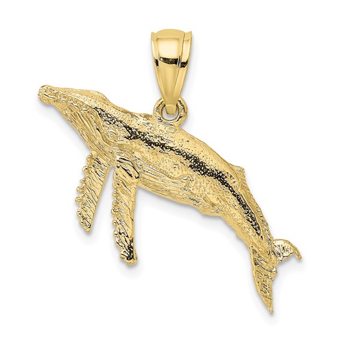 10k Yellow Gold Humpback Whale Pendant with Textured Finish