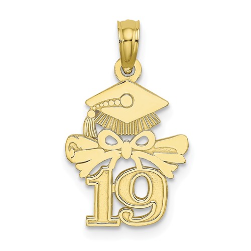 10k Yellow Gold 2019 Graduate Cap with Diploma Pendant