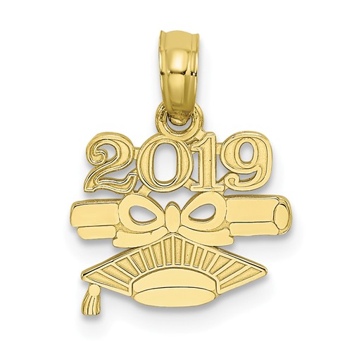 10k Yellow Gold 2019 Diploma with Graduate Cap Charm