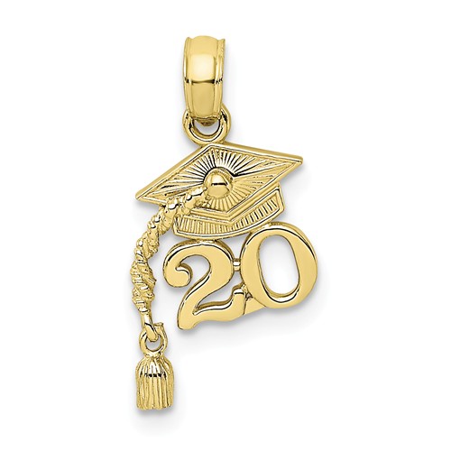 10k Yellow Gold 2020 Graduation Cap with Tassle Pendant