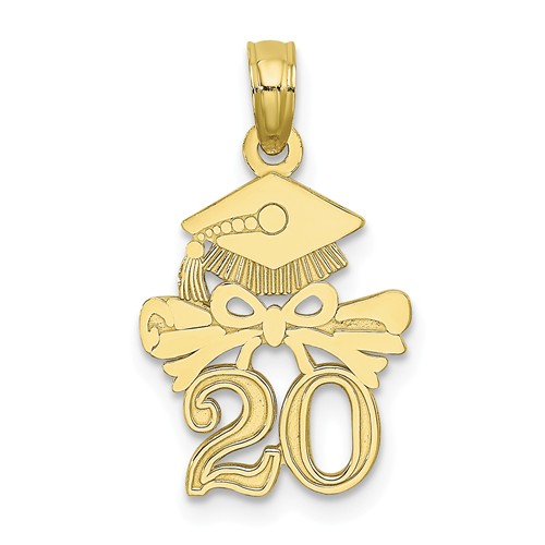 10k Yellow Gold 2020 Graduate Cap with Diploma Pendant