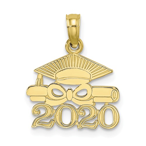 10k Yellow Gold Graduate Cap with Diploma 2020 Pendant