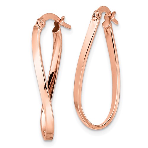 10k Rose Gold Loop Oval Hoop Earrings 1in