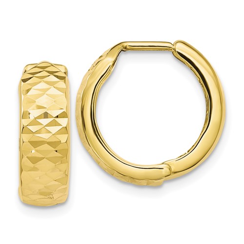 10kt Yellow Gold 5/8in Italian Diamond-cut Hoop Earrings