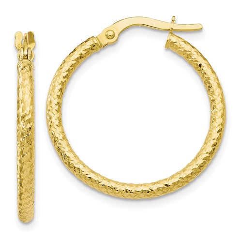 10kt Yellow Gold 7/8in Textured Hoop Earrings
