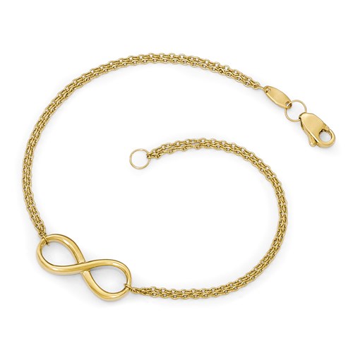 10k Yellow Gold Infinity Symbol Charm Strand Link Bracelet 7in