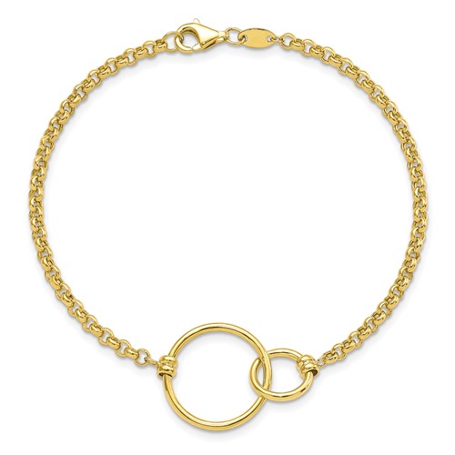 10k Yellow Gold Interlocking Circles Rolo Bracelet 7.5in