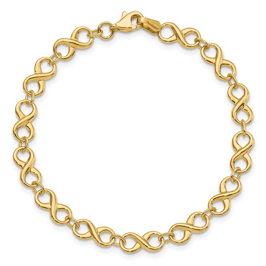 10k Yellow Gold Infinity Symbol Link Bracelet 7in