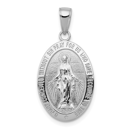 10k White Gold Miraculous Medal 7/8in