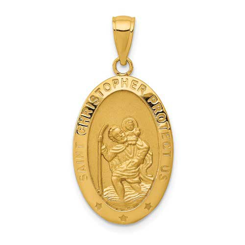 10k Yellow Gold Oval St Christopher Medal 7/8in