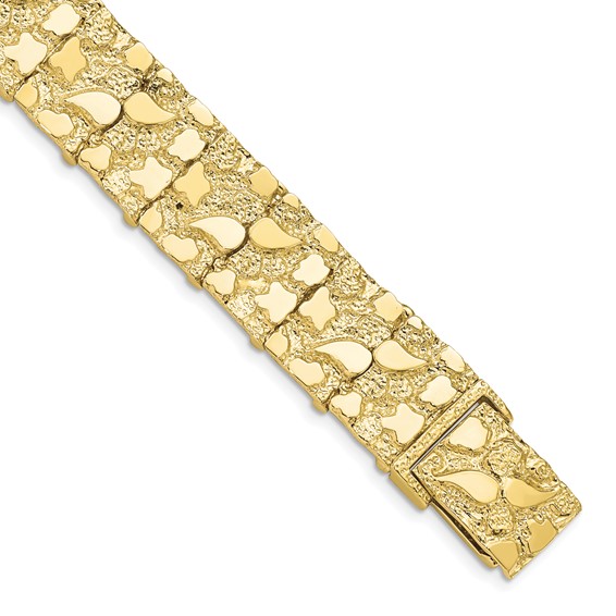 10k Yellow Gold Men's Nugget Bracelet 8in
