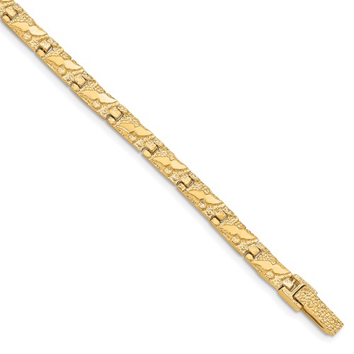 10k Yellow Gold 8in Men's Gold Nugget Bracelet 6mm