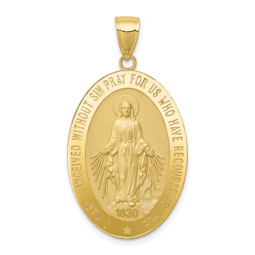 10k Yellow Gold Oval Miraculous Medal 1 1/8in