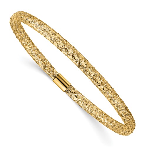 10k Yellow Gold Rounded Stretch Mesh Bangle Bracelet 7in