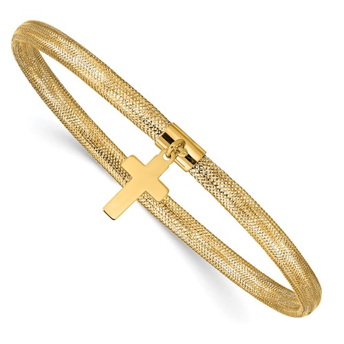 10k Yellow Gold Italian Cross Stretch Mesh Bracelet 10SF2748