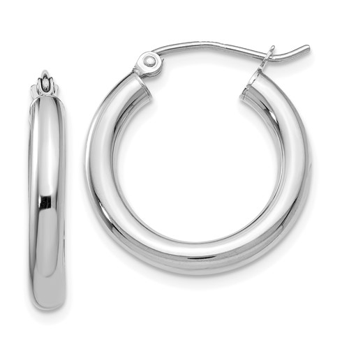 10k White Gold 3/4in Lightweight Classic Hoop Earrings 3mm