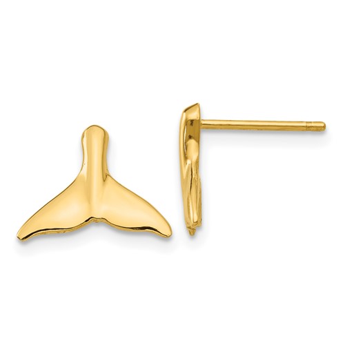 10k Yellow Gold Small Whale Tail Earrings