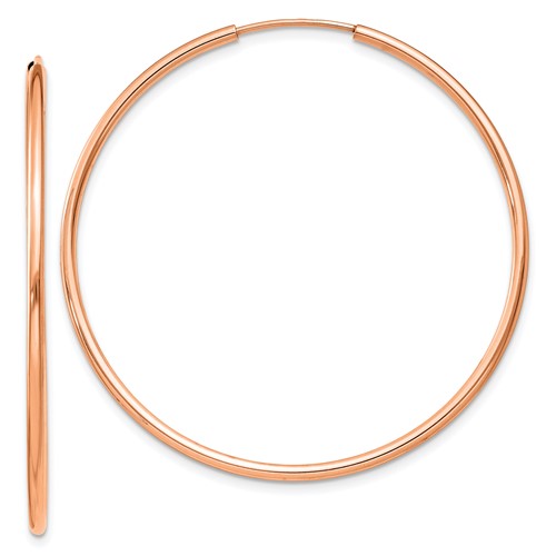 10k Rose Gold 1.5in Endless Hoop Earrings 1.5mm