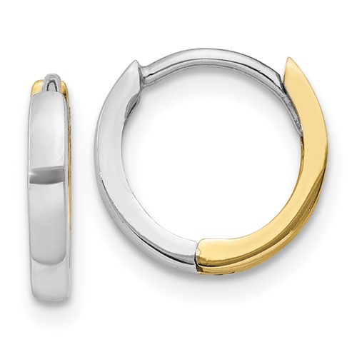 10k Two-tone Gold 3/8in Hinged Hoop Earrings 2mm
