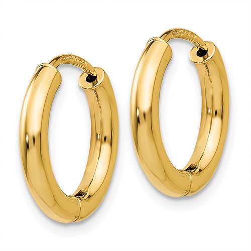 10k Yellow Gold Small Round Huggie Hoop Earrings