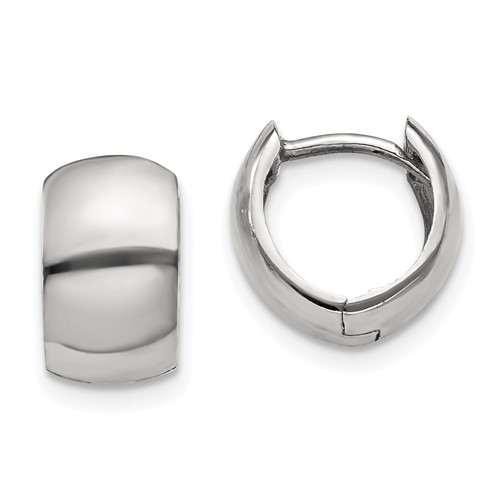 10k White Gold 3/8in Huggie Hoop Earrings