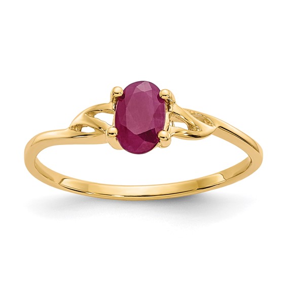 10k Yellow Gold .63 ct Oval Genuine Ruby Ring