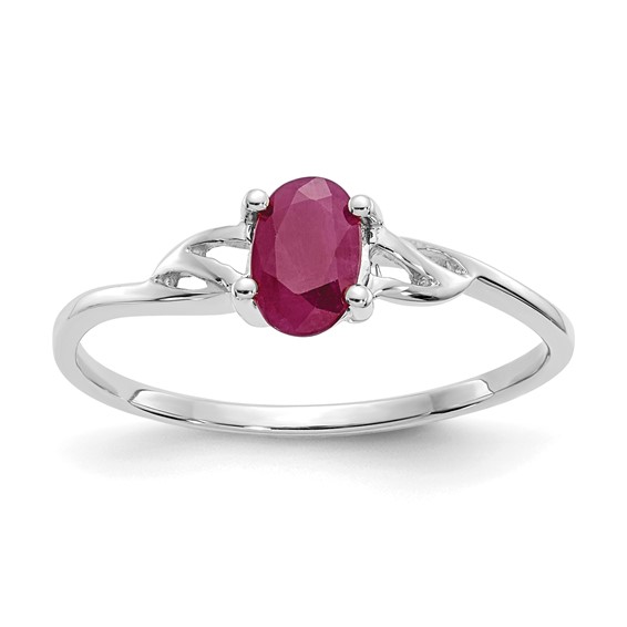 10kt White Gold Oval Genuine Ruby Ring