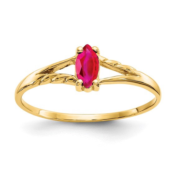 10kt Yellow Gold 1/3 ct Marquise Genuine Ruby Ring