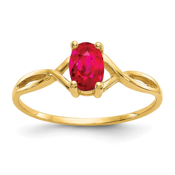 10k Yellow Gold 5/8 ct Oval Genuine Ruby Ring
