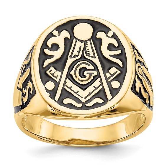 10k Yellow Gold Jumbo Blue Lodge Signet Ring with Open Back