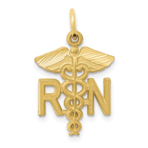 10k Yellow Gold Registered Nurse Charm 3/4in