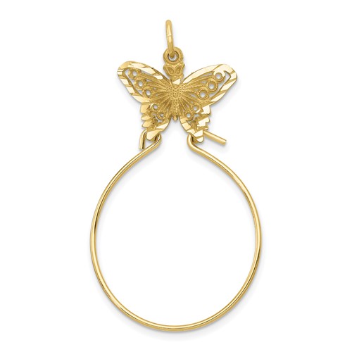 10k Yellow Gold Butterfly Charm Holder Pendant