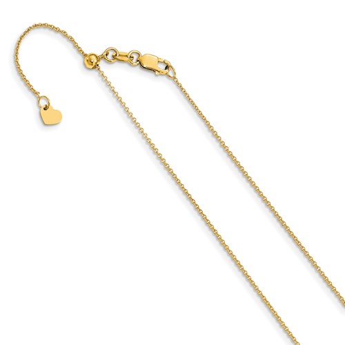 14k Yellow Gold Adjustable Round Cable Chain .7mm