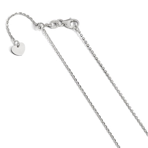 14k White Gold Adjustable Open Link Chain 1.1mm