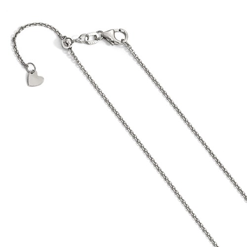 14k White Gold Adjustable Diamond-cut Cable Chain 1.25mm