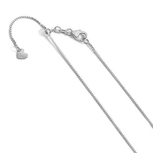 14k White Gold 22in Adjustable Box Chain .7mm