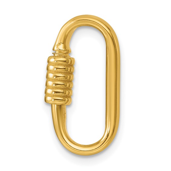 14k Yellow Gold Oval Carabiner Lock Pendant 3/4in