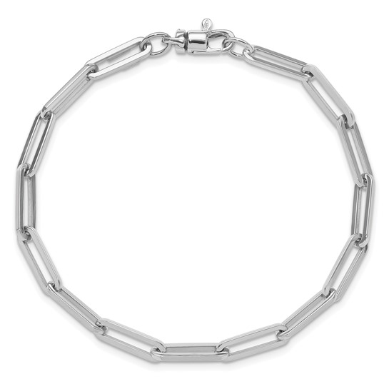 14k White Gold 7.5in Solid Paper Clip Bracelet 4.3mm Wide