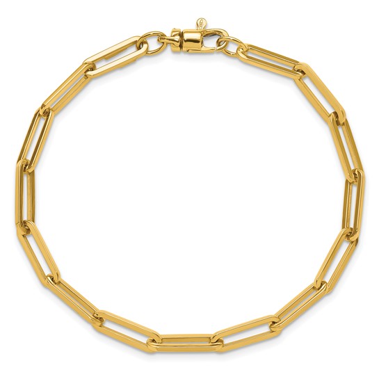 14k Yellow Gold 7.5in Solid Paper Clip Bracelet 4.3mm Wide