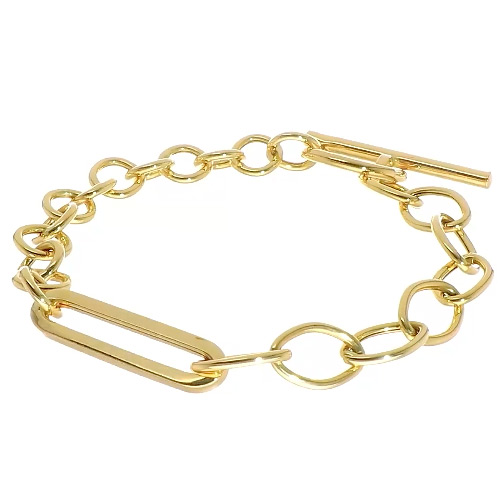 14k Yellow Gold Toggle Bracelet With Mixed Links 8in