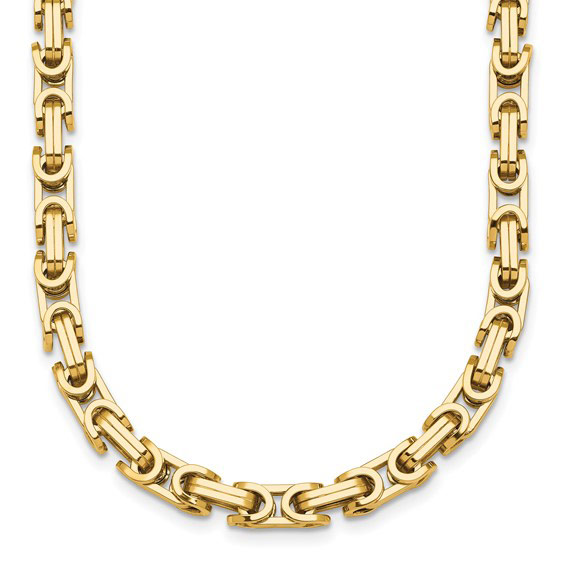 14k Yellow Gold 20in Modern Byzantine Link Necklace 5mm Thick