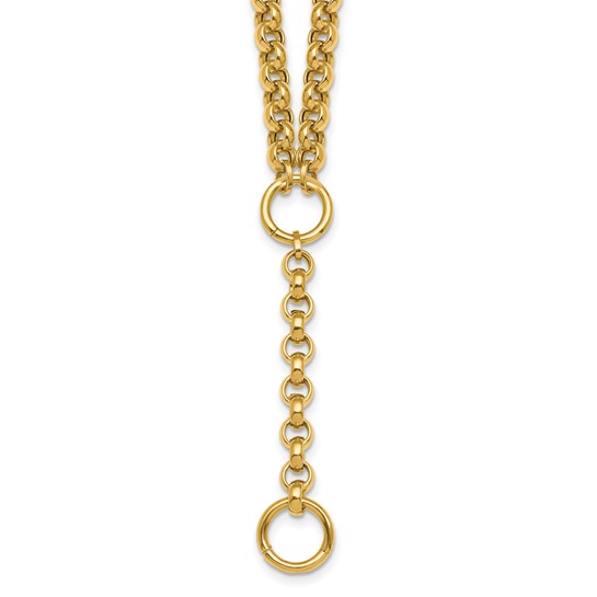 Herco 14k Yellow Gold Rolo Link Lariat Necklace 18in