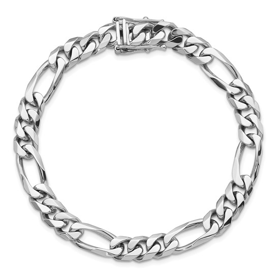 14k White Gold Men's 8.5in Figaro Link Bracelet 7.8mm Wide