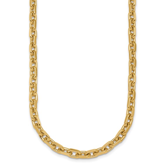 14k Yellow Gold 24in Flat Edge Cable Link Necklace 5mm Thick