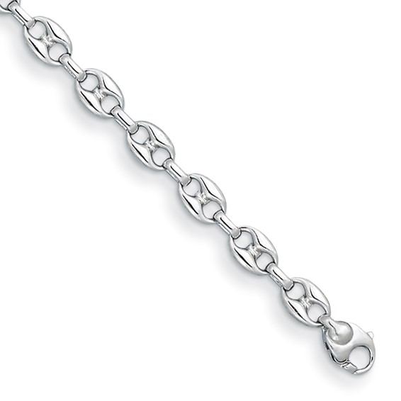 Herco 14k White Gold 8in Solid Mariner Link Bracelet 8.1mm