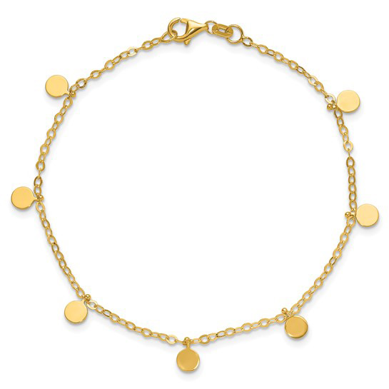 14k Yellow Gold Seven Disc Station Bracelet 7.25in