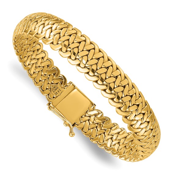 14k Yellow Gold Italian Woven Link Bracelet 7.25in