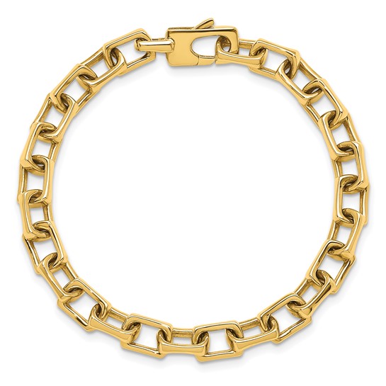 14k Yellow Gold Open Rectangle Link Bracelet 7.5in