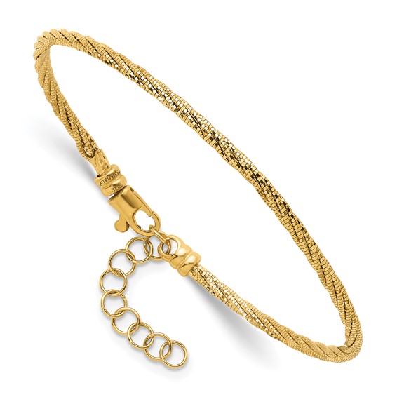 14k Yellow Gold Diamond-cut Twisted Wire Bracelet