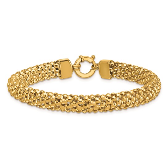 14k Yellow Gold 7.5in Popcorn Mesh Bracelet 8mm